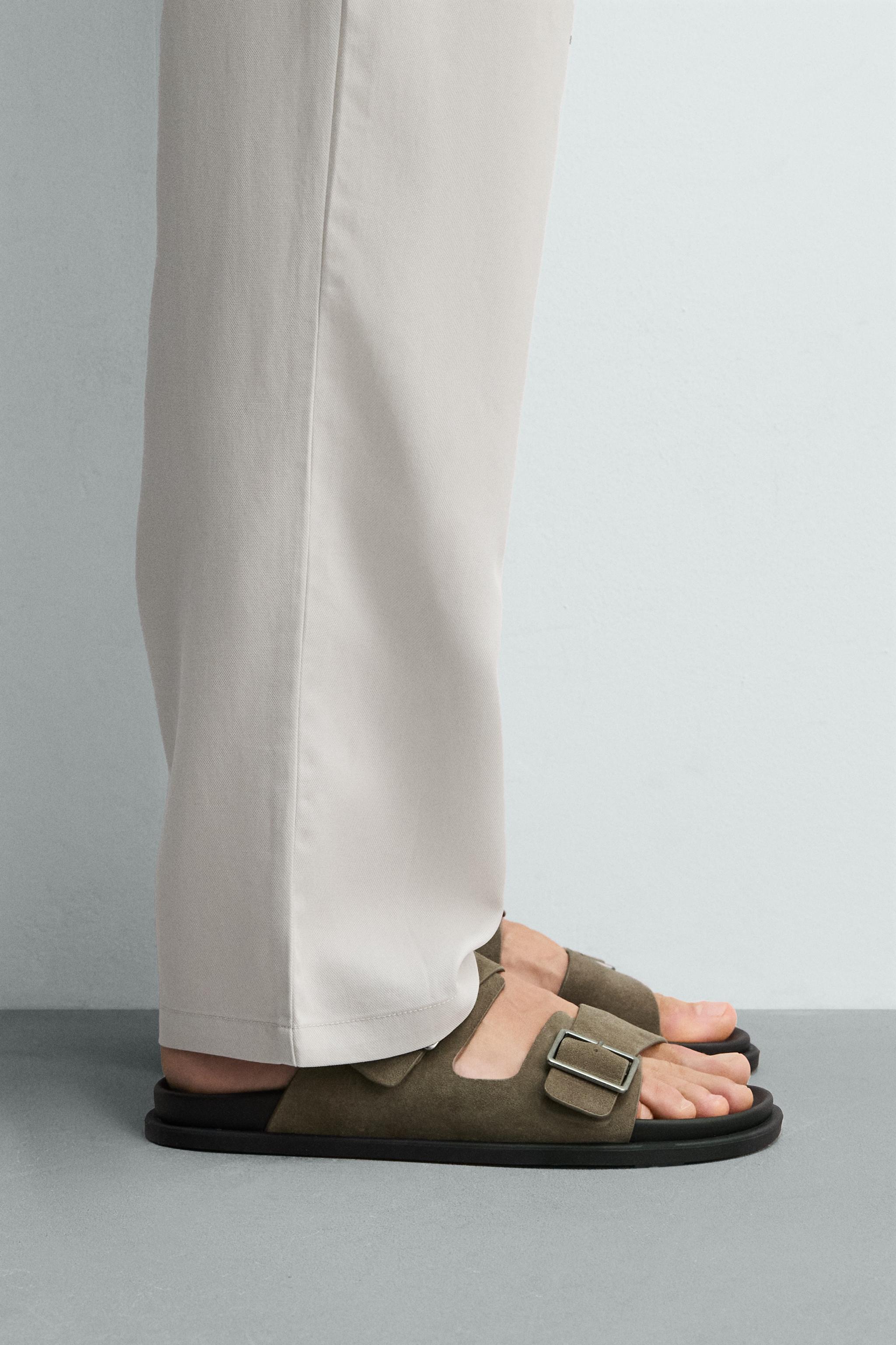 SANDALES EN CUIR DOUBLE BRIDE